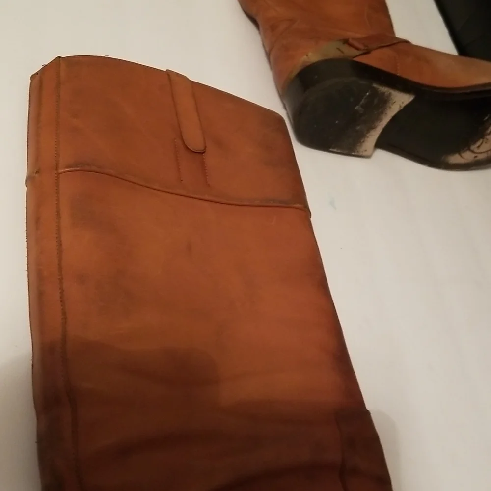 Golden Goose Carlyle Leather Boots Cognac Brown Distressed Vintage Style